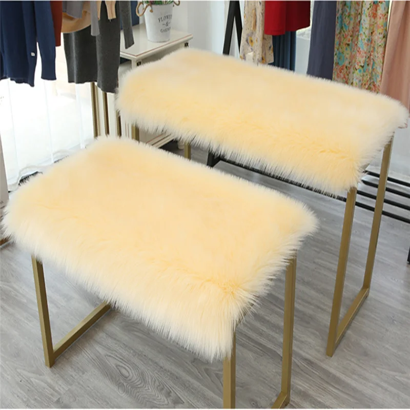

Rectangular fluffy cushion items placed fluffy cover table blanket long plush artificial fur table top laying