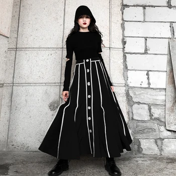 

LANMREM 2020 New Spring Retro Solid Color Pettiskirt A-line Large Swing Skirt Design High Waist Skirt 19B-a581