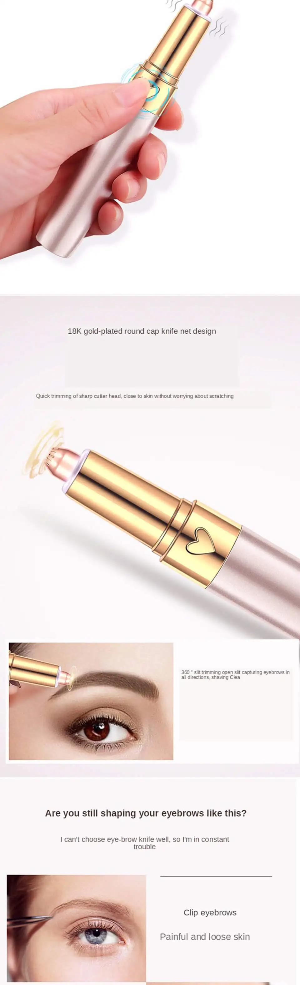 New Electric Eyebrow Trimmer Makeup Painless Eye Brow Epilator Mini Shaver Razors Portable Facial Hair Remover Women Depilator