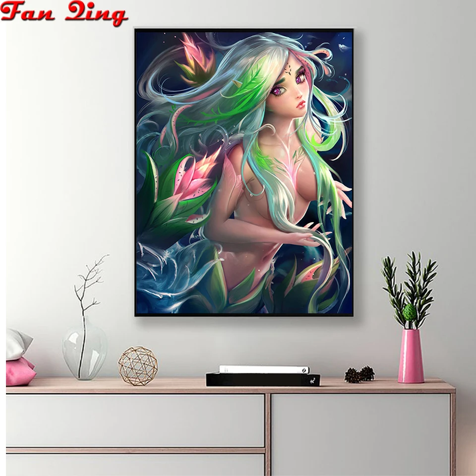 wall sticker decor diamond embroidery Anime sexy girl 5d diy painting full square round mosaic cross stitch | Дом и сад