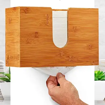 

Wall Mount Bathroom Kitchen Home Bamboo Napkin Tissue Paper Dispenser Container Wipes Napkin Storage Box Holder Container