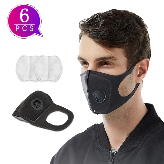 US $14.99  6pcs Mouth Caps Mask Protection Mask With Valve Mask Cotton Personality Reusable Breathable Pm2.