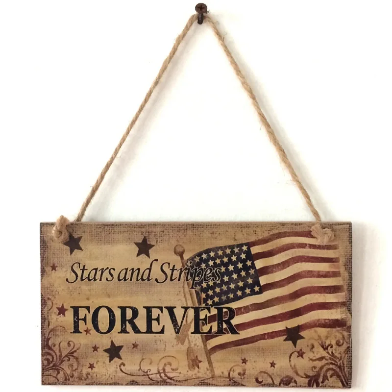 Wooden Rectangular Home Decor Crafts Hanging Board For American Independence Day Children's Room Decoration Rooms x - Цвет: A
