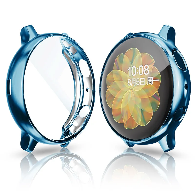 Защитный чехол для samsung galaxy watch active 2, чехол из мягкого ТПУ на весь экран, защитный чехол, чехол для часов Active 2, 40 мм, 44 мм - Цвет: Blue