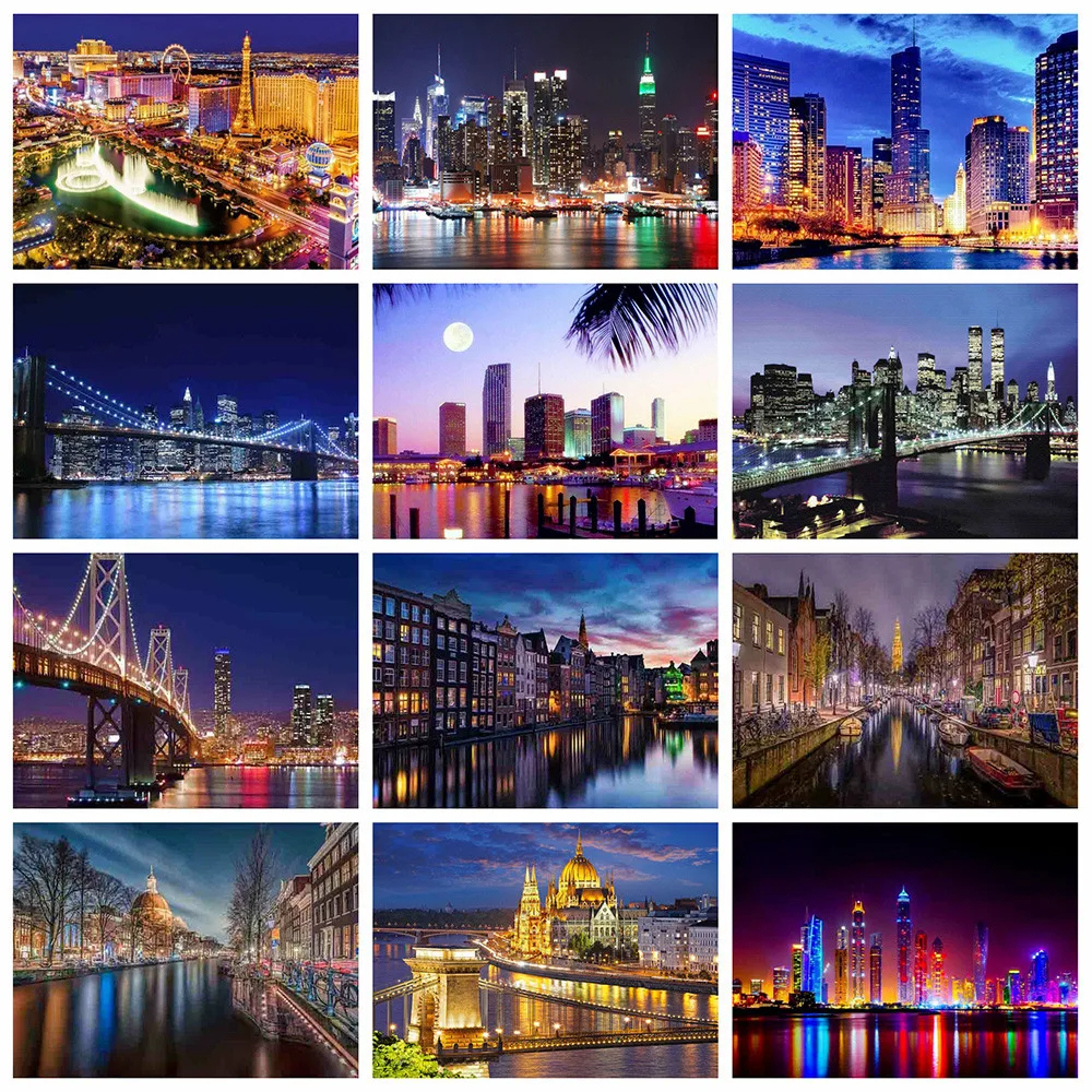 

SHAYL Full Square Drill 5D DIY Diamond Embroidery City Scenery Diamond Painting Cross Stitch Rhinestone Mosaic Home Decor