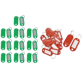 

40 Pcs Assorted Key ID Label Tags Split Ring Keyring Keychain (Red & Green).
