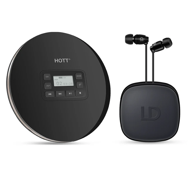  HOTT CD711T - Reproductor de CD portátil recargable con  Bluetooth para viajes en casa y automóvil con auriculares estéreo y  protección antigolpes, color negro : Electrónica