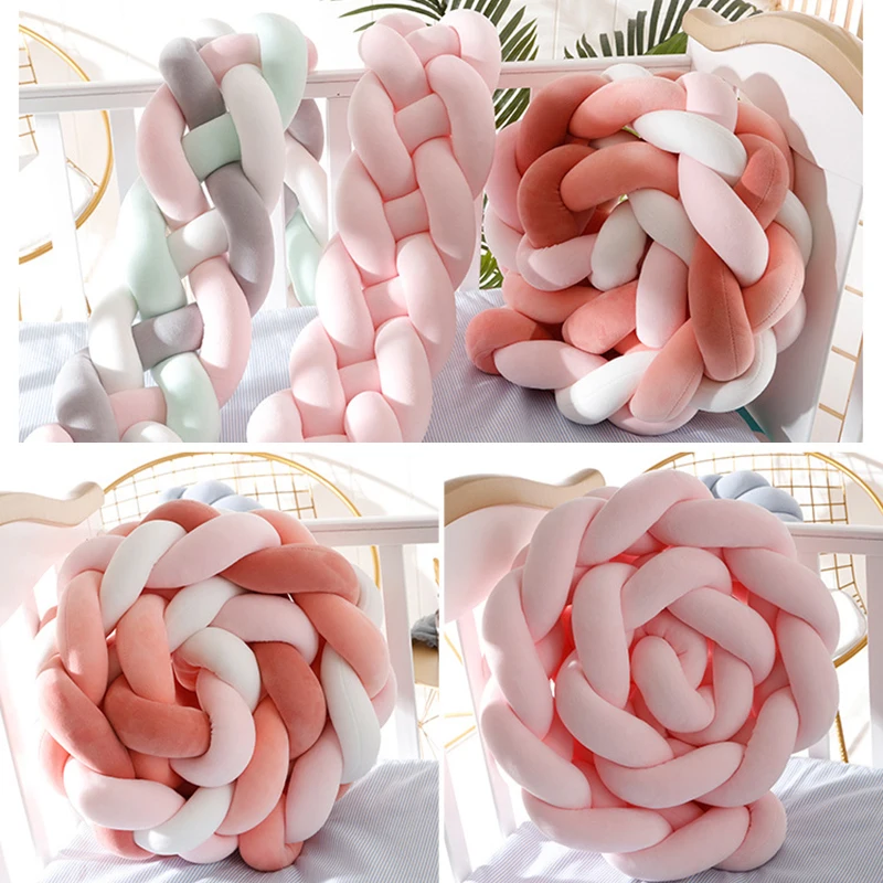 

Baby Bed Bumper Knot Crib Long Knotted Braid Pillow 4 Strands Baby Knot Bed 2M/3M Baby Handmade Nodic Knot Newborn Bed Bumper