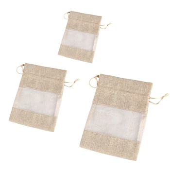

Linen Burlap Organza Bag with Drawstring for Wedding Party Favors Cosmetic M7DD