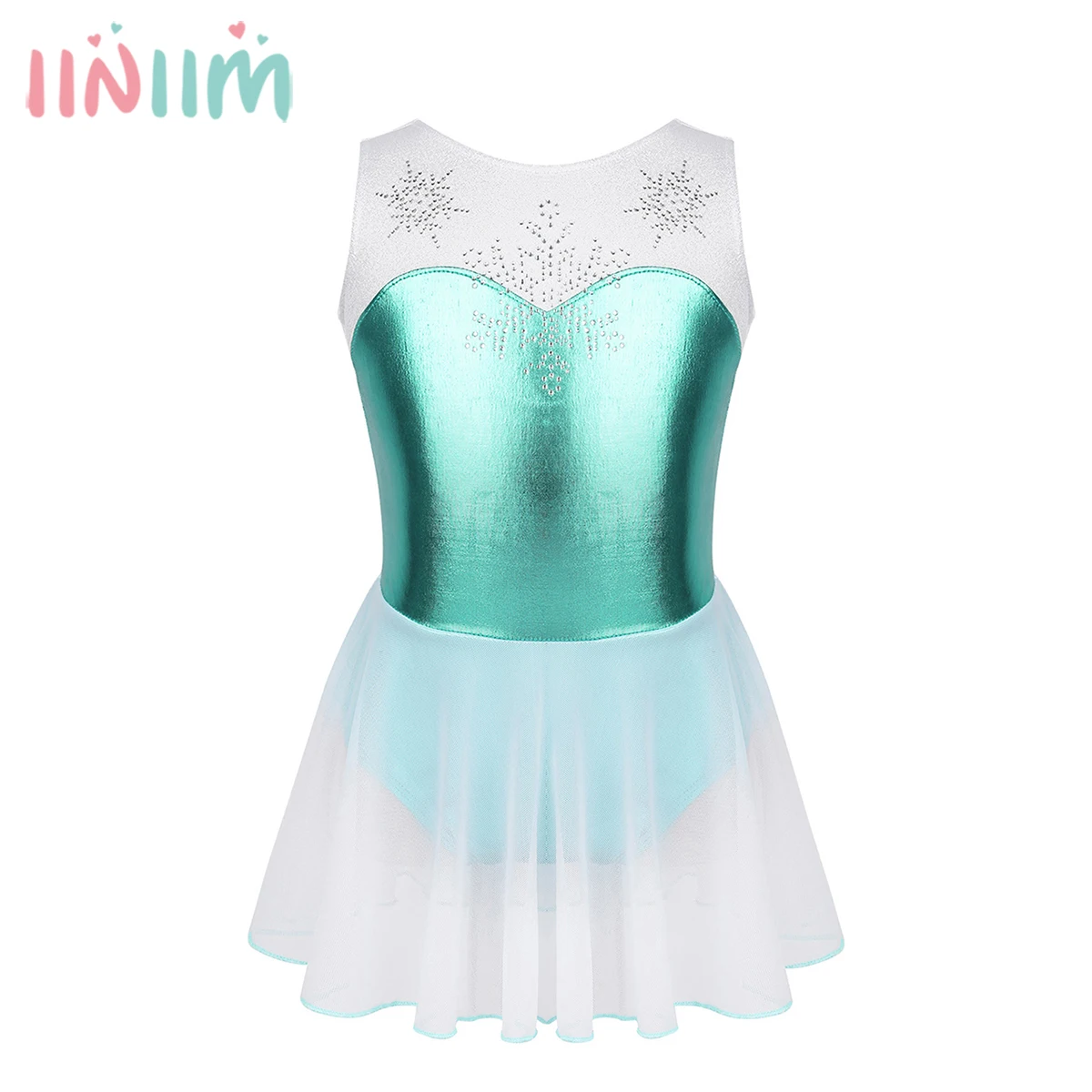 Детский танцевальный костюм, блестящие стразы, снежинка, металлический лиф, балетное танцевальное гимнастическое трико, нарядное платье для девочек