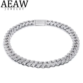 AEAW 18 Inch 925 Sterling Silver Setting Iced Out Moissanite Diamond Hip Hop Cuban Link Chain Miami Necklace Jewelry for Mens 1