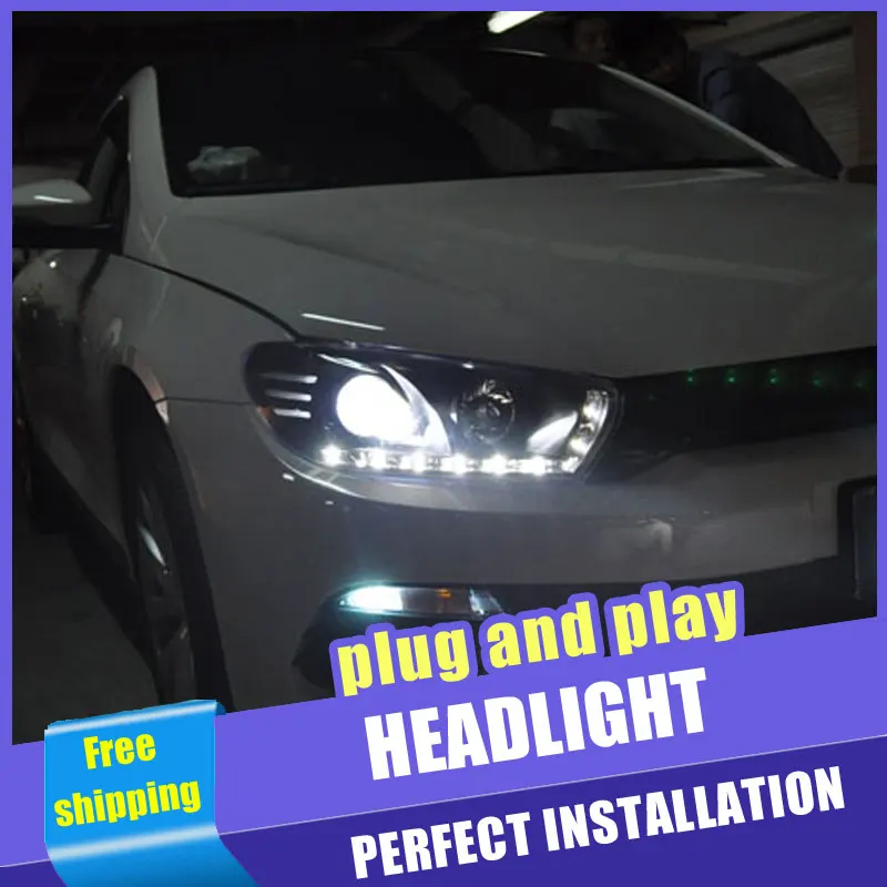 2 шт. автомобильный стиль светодиодный фары для VW Scirocco для Scirocco Головной фонарь светодиодный DRL Объектив двойной луч H7 HID Xenon bi xenon объектив