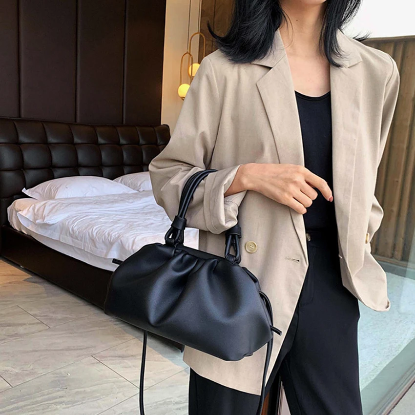 Новинка, мягкая кожаная сумка, дизайнерская, плиссированная, с облаком, на плечо, пельменей, сумки, женская сумка-мессенджер, брендовый клатч, сумка, кошельки