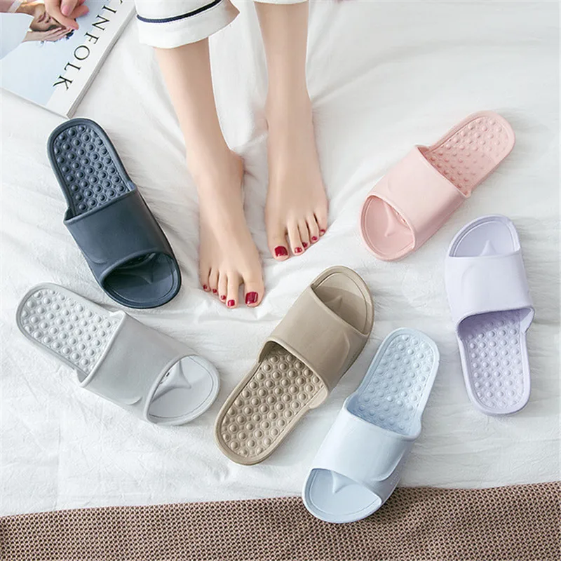 

Ladies Summer Solid Slippers Light Massage Slides Simple Home Slippers Couple Slippers Non-slip Bathroom Slides Beach Filp Flops