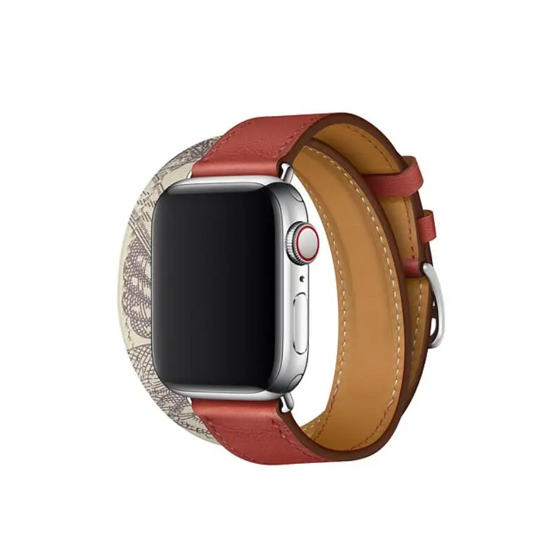 Brique Beton Очень длинный ремень для iwatch, браслет из натуральной кожи для Apple Watch, ремешок Double Tour series 5, 4, 3, 2, 1, браслет 40 мм, 44 мм - Цвет ремешка: Brique Beton