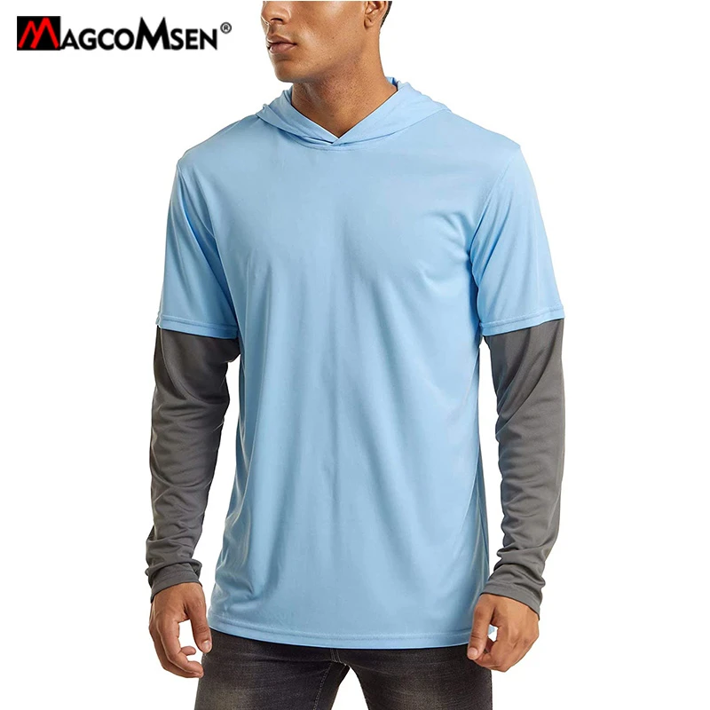 Fishing Shirt Sun Protection Shirt Anti-Uv Breathable Men Quick Dry Hooded Outdoor Hiking t-Shirt Sunscreen Tops