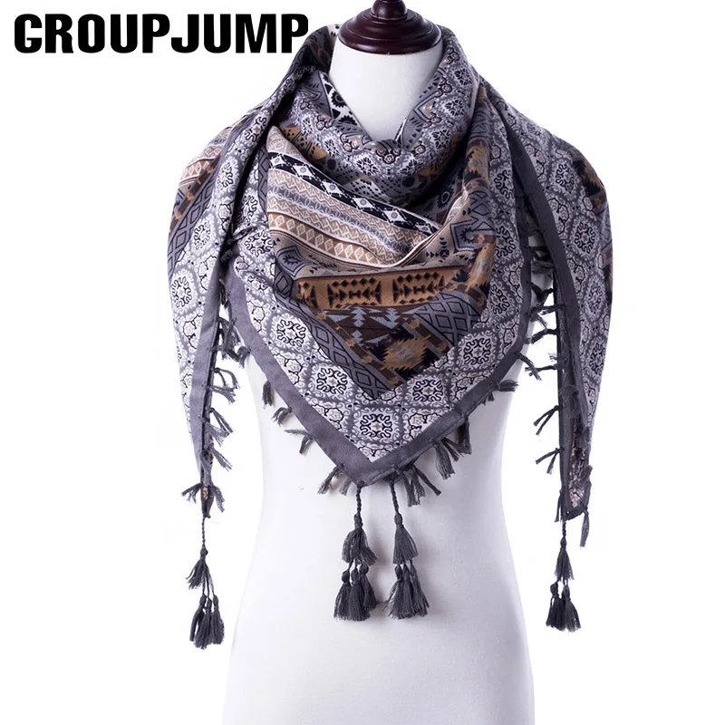 Модный осенне зимний квадратный шарф GROUP JUMP для женщин вязаные шарфы шаль с