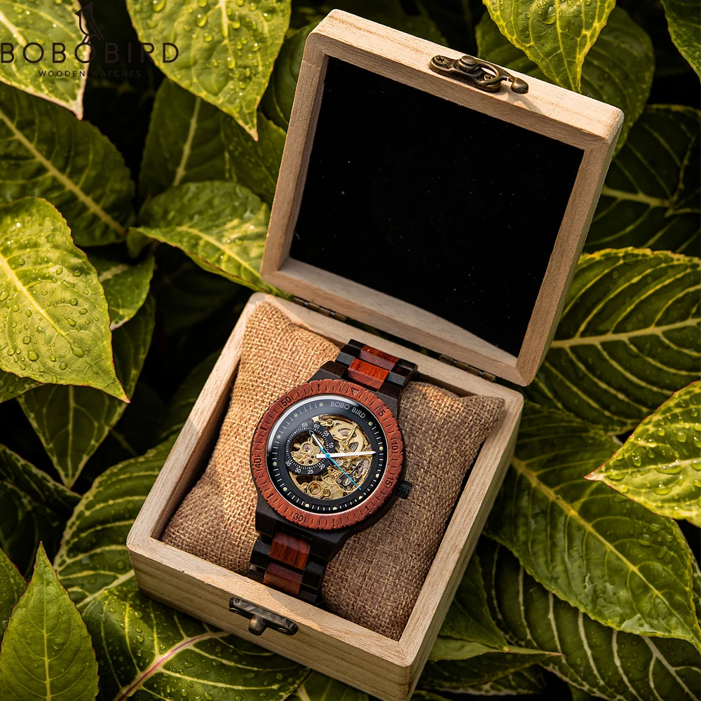 Men Automatic Mechanical Wristwatch with Wooden Box mechanical watch