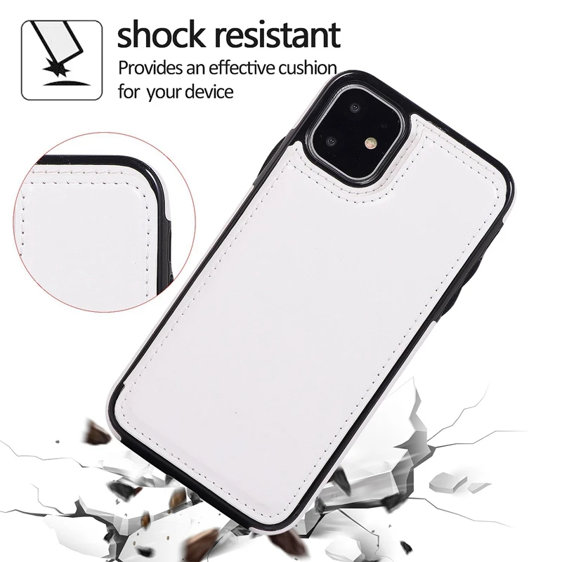 Для IPhone PU кожаный чехол-кошелек с отделением для кредитных карт чехол с поддержкой задней крышки-5,8 дюймов белый