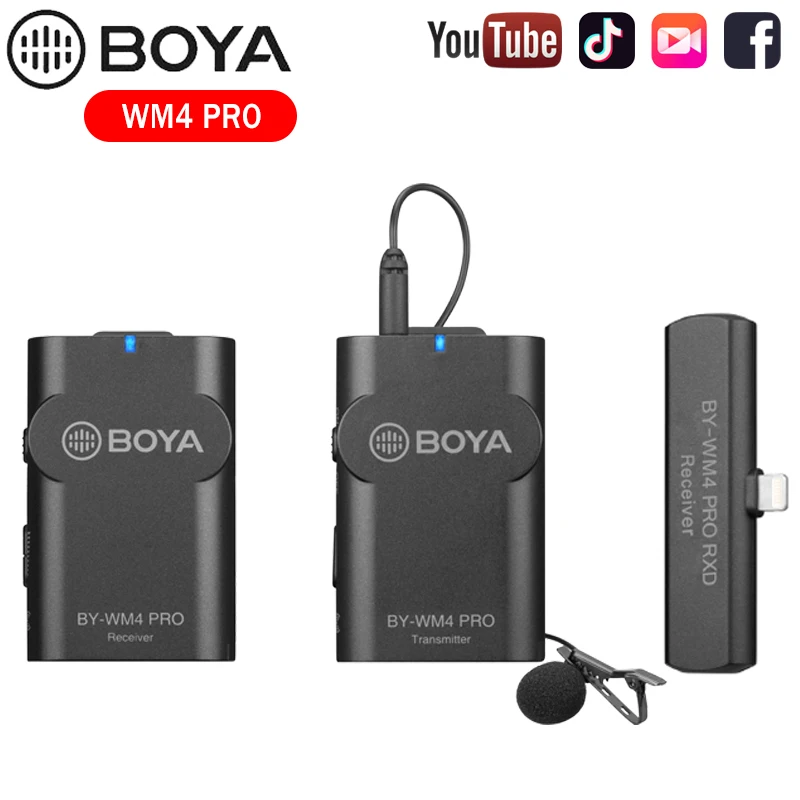 FAST SHIPPING. BRAND NEW.  763428-501 ?Boya BY-WM4 Pro K1/K2/K3/K4/K5/K6 Dual Channel 2.4G Wireless Studio Condenser Microphone Lavalier Interview Mic for DRLR Cameras