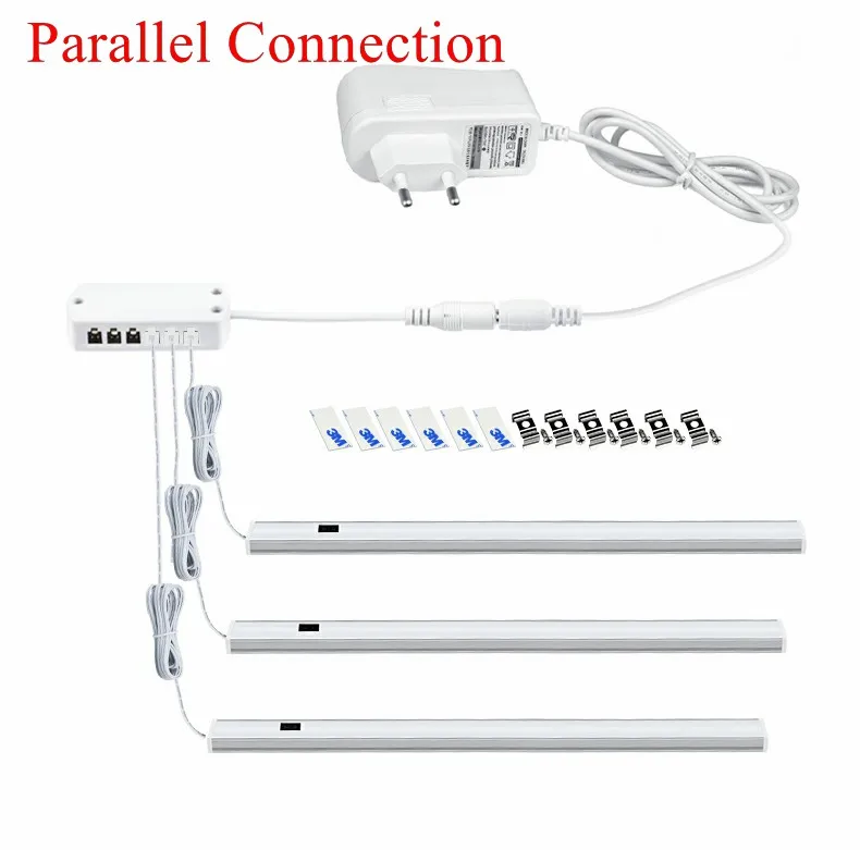 Parallel Connection Параллельная серия Соединительный светильник, светодиодная умная кухонная лампа под мебель, светильник s 1-5 трубок, ручной датчик развертки, ночной домашний декор - Цвет: Parallel Connection