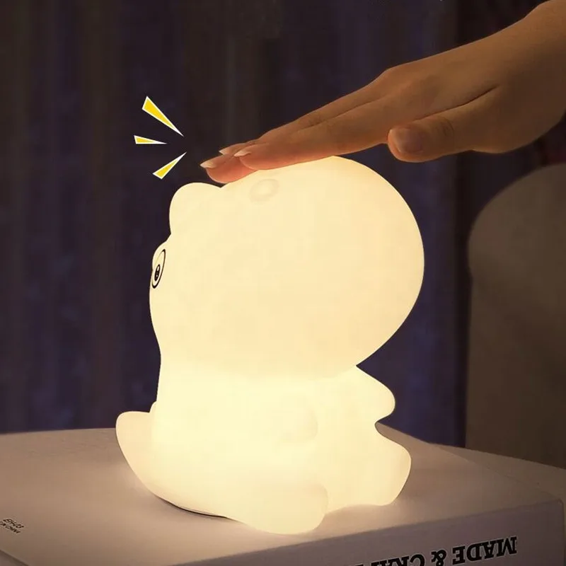 

Led Silicone Night Light For Baby Kids Children Bedroom Soft Dinosaur Toy Nursery Lamp Decoration Home Decor Christmas Gift