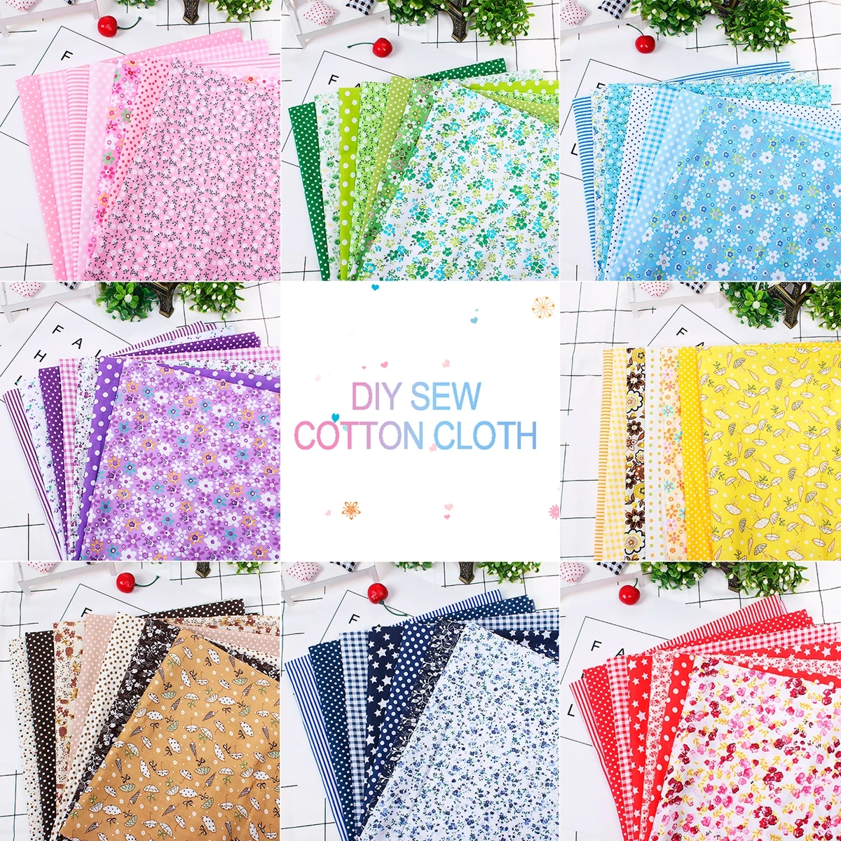 

High Quality 25x25cm Patchwork Sewing Assorted Floral Print 100% Cotton Quilting Fabric Cloth Material DIY Handmade Accessories