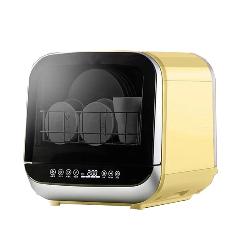 Electric smart high temperature washing dishwasher free-installation home dishwasher - Цвет: Цвет: желтый