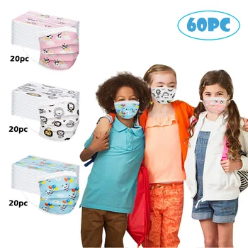 

Children's Disposable High-Quality Cartoon Pattern Mixed Ear Hook 60PC Denta Industrial 3-layer Reusable in stock WY728