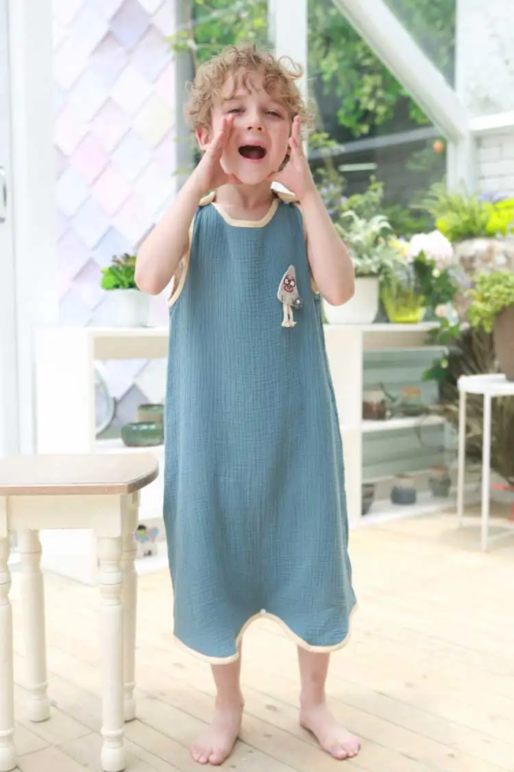 Blue Pajamas 2~ 4 года, цельная Пижама для девочек и мальчиков, летнее одеяло без рукавов, детские комбинезоны, одежда для сна, хлопок - Цвет: Blue Pajamas