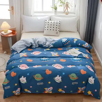

Bonenjoy 1 pc Duvet Cover 100%Cotton Cartoon Blue Color Quilt Cover for Kids Nordic Blanket Cover Queen dekbedovertrek 240x220