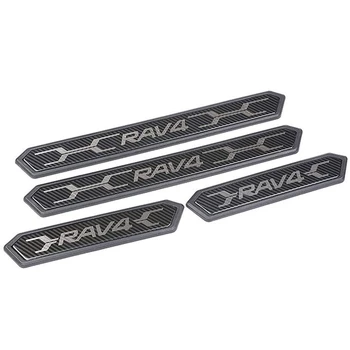 

Stainless Steel Door Sill Protectors Door Sill Scuff Plate Guard 4 Pcs Set for Toyota RAV4 2019-2020