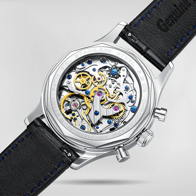 40mm Mechanical Chronograph Sapphire Watch Men 38mm Seagull 1963 Movement st1901Gooseneck Pilot Watches Mens 2020 montre homme