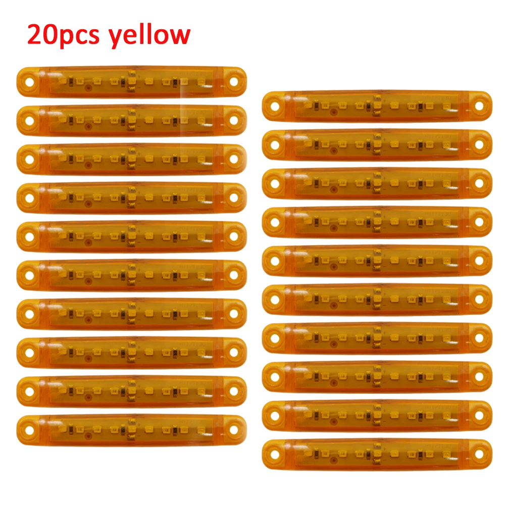 12V 24V 9SMD автобуса/грузовика/прицепа/светодиодные фонари для грузовика Авто боковой габаритный светильник Водонепроницаемый светодиодный светильник Светодиодные индикаторы на грузовиках парковка светильник - Цвет: 20pcs yellow