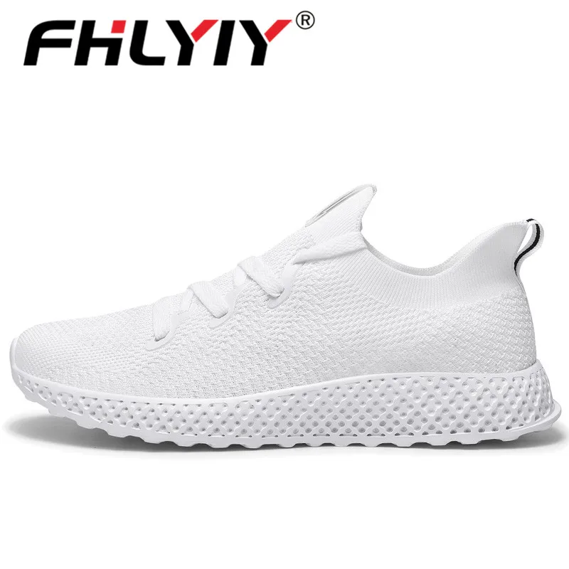 White Fhlyiy/брендовая мужская спортивная обувь; дышащие мужские кроссовки; Повседневная Нескользящая Белая обувь для мужчин; Chaussures Hommes; кроссовки - Цвет: White
