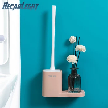 

Recableght Toilet Brush With Long Handle Space-Saving Perforated Storage Base Help Brush Drain Quickly Bathroom Cleaning Tool