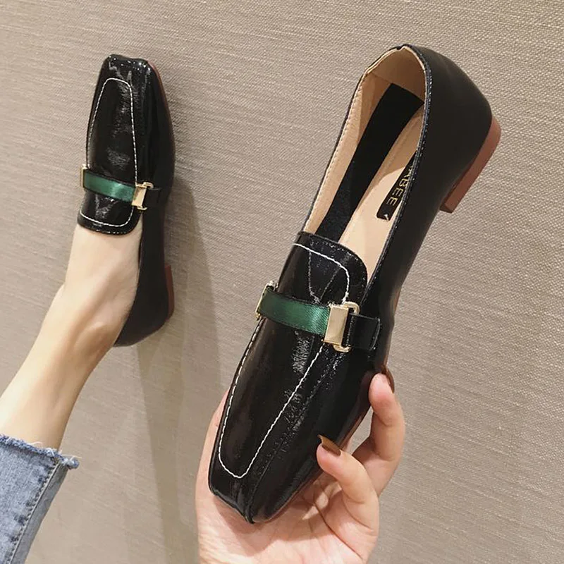 

Casual Woman Platform Shoes Dress Flats Women Square Toe Slip-on Autumn Women's Moccasins Modis Slip On Black New Fall 2019