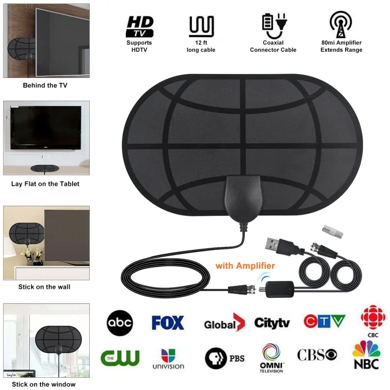 Высокое качество цифровая ТВ антенна 4K 1080P VHF UHF Freeview местные каналы со съемным