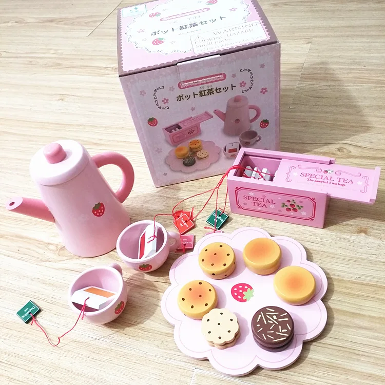 

New Style Wooden Afternoon Tea Set Children Play House Model Educational Kitchen Toy GIRL'S Birthday Gift