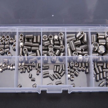 

200pcs Stainless Steel Grub Screws Hex Socket Screw Assortment Set M3/4/5/6/8 Q84E