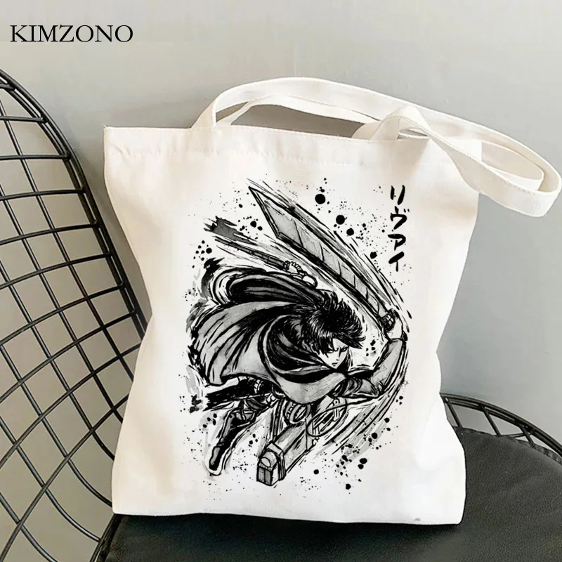 Attack on Titan-bolsa de compras de yute, bolsa de reciclaje, bolso de bandolera, bolsa de compras, cadena reutilizable, agarre de sacola