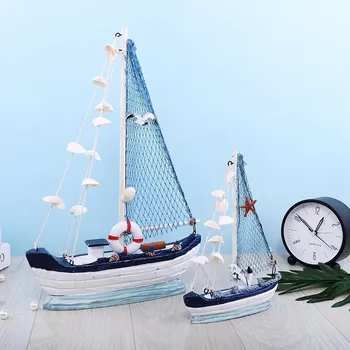 

Style Creative Home Decoration Furnishings Wood Sailboat Model Small Ornaments Crafts Wooden Boat Boat