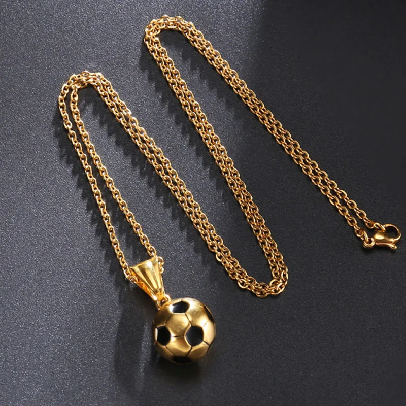 Нержавеющая сталь золото Полировка футбольные ожерелья мужская цепочка кулон ожерелье для подарков серебряные ювелирные изделия на шею спортивный стиль