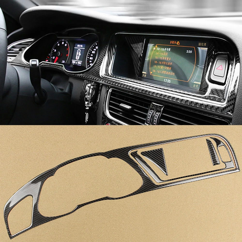 4x Real Carbon Fiber Car Dashboard Instrument Navigation Panel Stickers Car Trim For Audi A4 B8 2009-2016 Car Styling Accessory