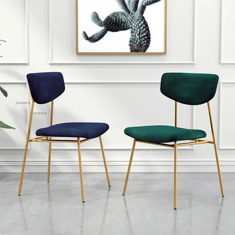Modern Light Luxury Leisure Backrest Dining Chairs European Style Flannel Cushion Chair Kitchen Furniture Makeup | Мебель