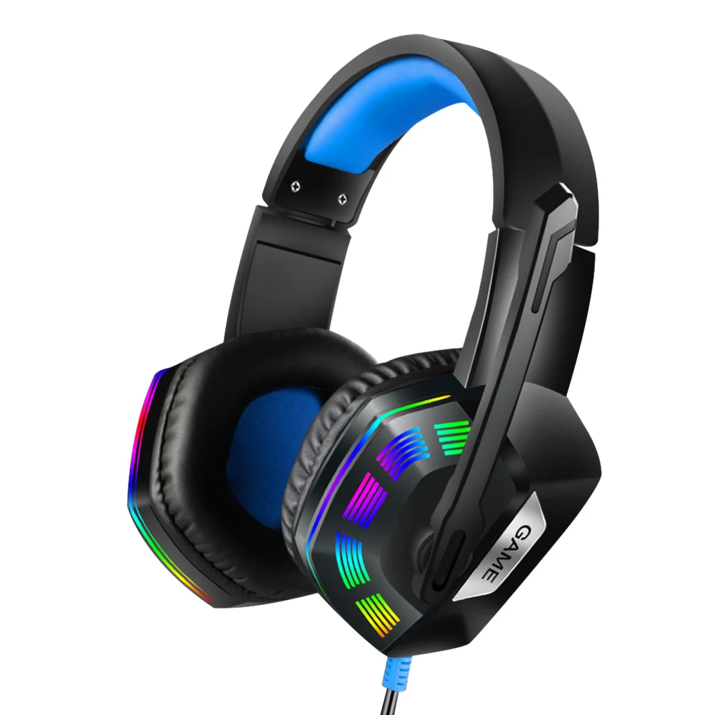 Wired Gaming Headset Professional With Microphone Omnidirectional Colorful Lights Noise Cancelling Accessories Stereo Headphone