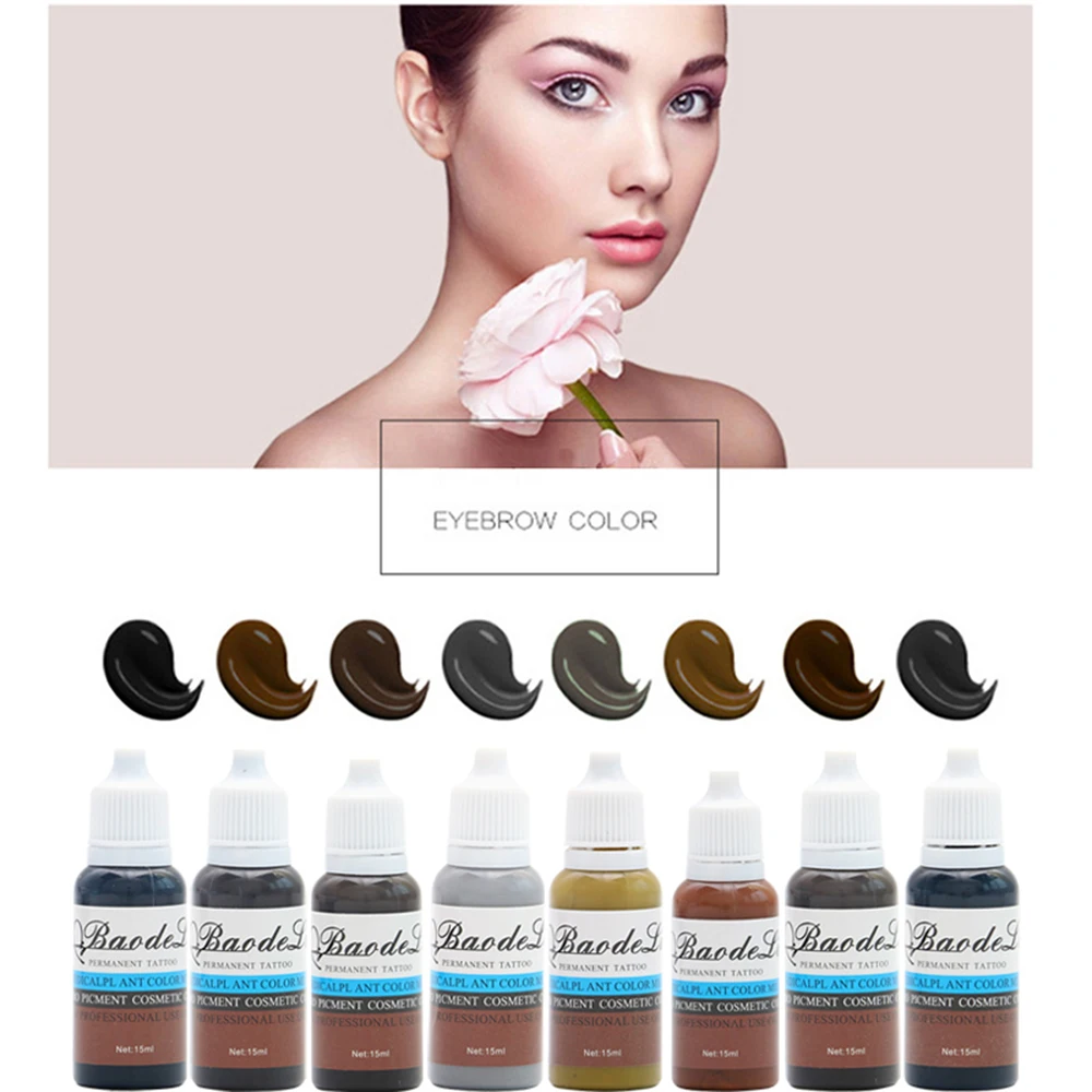

8 Colors Eyebrown Tattoo Ink Permanent Makeup Pigment 15Ml Cosmetic Tattoo Pigment Set Paint For Microblading Eyebrow Tattoo