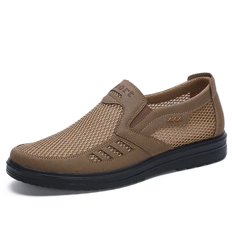 Flats Mesh-Shoes Casual Sneakers Lightweight Breathable Men Summer Slip-On Big-Size 38-48