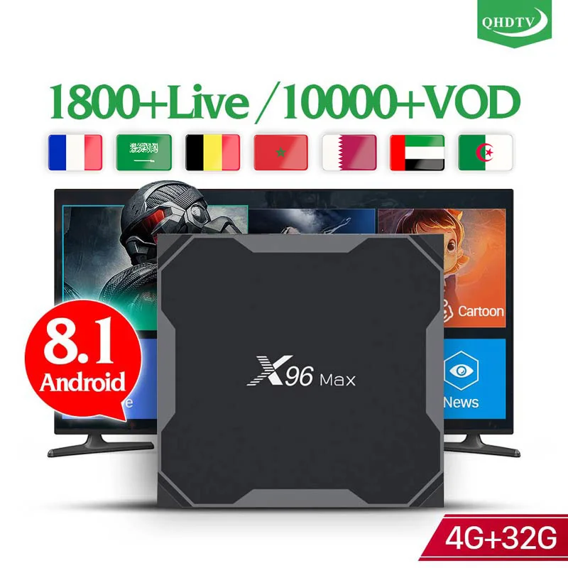 

X96 Max IPTV French Arabic Belgium IPTV Germany Algeria Dual-Band WIFI IPTV France Morocco 4G 32G Android IPTV Box TV Receiver