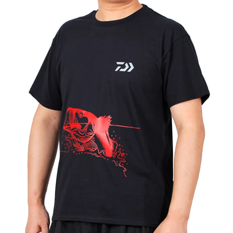 RED Мужская футболка для рыбалки Daiwa с круглым вырезом, одежда для рыбалки с коротким рукавом, одежда с защитой от ультрафиолета, дышащие рубашки для рыбалки, спортивная одежда для рыбалки - Цвет: RED